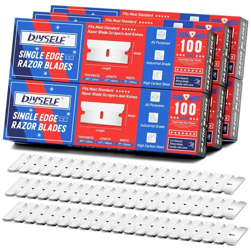 Miniatura 9 de DIYSELF Hojas de afeitar de un solo filo, 200 piezas - Hojas de afeitar de acero con alto contenido de carbono para quitar calcomanías, pegatinas