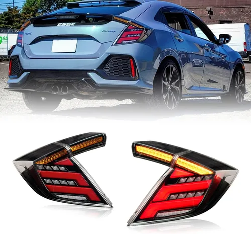 Miniatura 11 de HCmotion Luces traseras LED ensambladas para Honda Civic 10Th Gen Tipo R Hatchback FK7 FK8 2016-2021 Lámpara trasera con señal secuencial, LED DRL