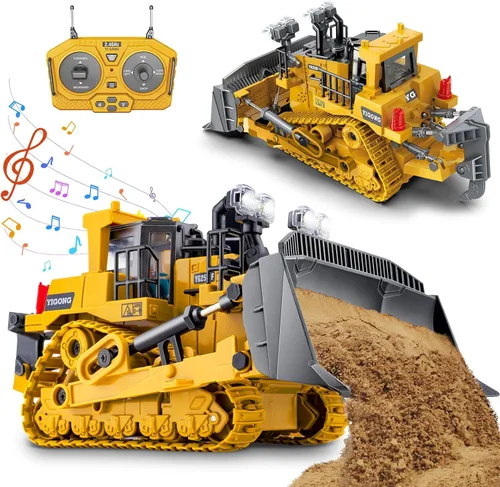 Miniatura 9 de Samtop Juguetes de excavadora con control remoto, vehículos de construcción RC de 11 canales 1:20, juguetes de coche hidráulicos de rotación 680°