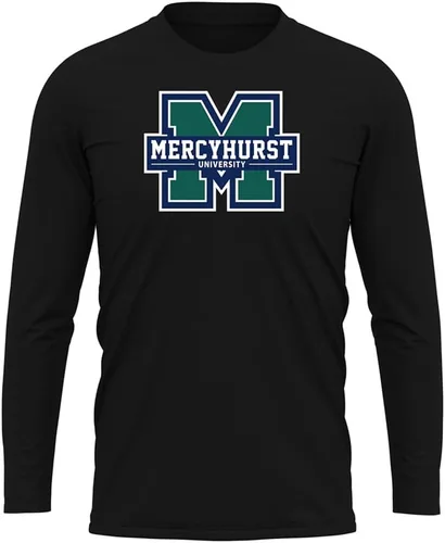 Miniatura 96 de Camisa deportiva de manga larga oficial de la NCAA Collegiate para hombre, colección negra con logotipo primario