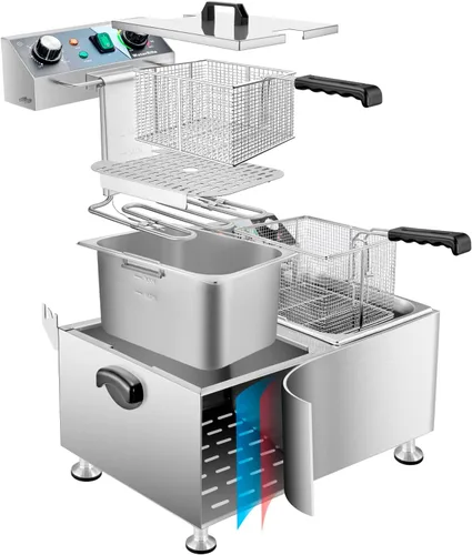 Miniatura 6 de WaterElfo Freidora Profunda con Canasta 9L/9.5QT Uso Doméstico Freidora Profunda Pequeña 1800W Freidoras Comerciales para Cocinas y Comedores