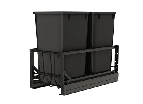 Miniatura 13 de Contenedor de basura extraíble de aluminio de 35 cuartos de galón con cierre suave para gabinetes de base de 15