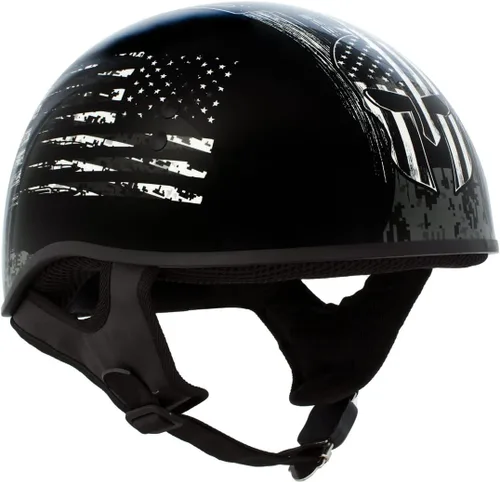 Miniatura 5 de Hot Leathers HLD1043 - Casco de calavera con diseño de calavera DOT Avanzado en blanco y negro brillante