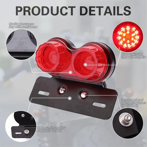 Miniatura 5 de DREAMIZER Luz trasera de freno LED roja para motocicleta con señal de giro, placa de matrícula compatible con Sportster 883 Street bike Dirt bike