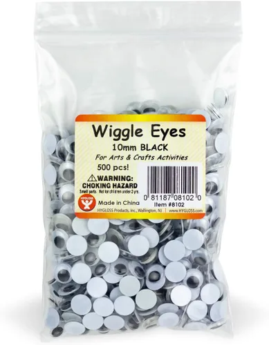 Hygloss Productos Ojos Googly Eyeball de plástico - Ideal para artes y manualidades - No adhesivo - Pegar - Negro - Tamaño 0.394 in - Paquete