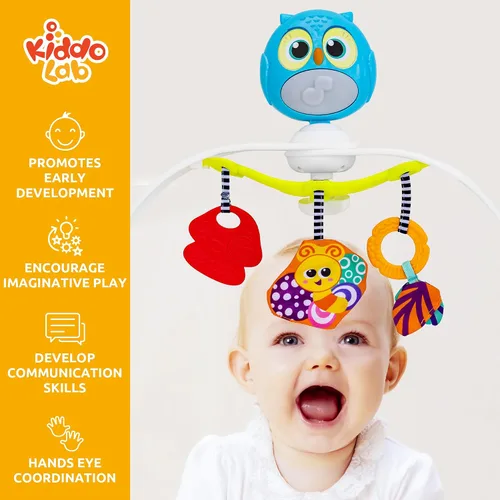 Miniatura 5 de Arco de juguete para cochecito de bebé con música relajante y luces - Arco de actividad ajustable y accesorios de juego - Barra de juguete para bebé