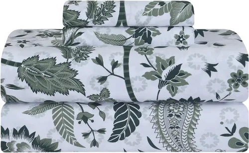 Miniatura 22 de Feather & Stitch - Juego de sábanas de 100 % algodón más suaves, ropa de cama de tejido percal de 300 hilos, bolsillo profundo de 16 pulgadas, Floral