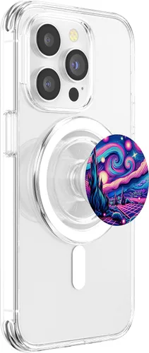 Miniatura 3 de Cyberpunk Vaporwave Synthwave Van Gogh Starry Night PopSockets MagSafe PopGrip for iPhone
