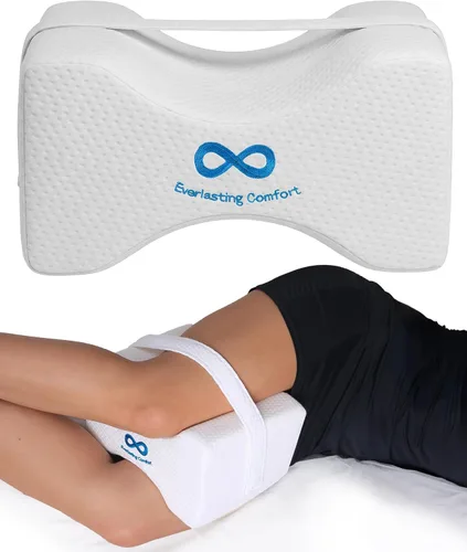 Miniatura 11 de Everlasting Comfort Almohada de rodilla de espuma viscoelástica para personas que duermen de lado, alivio del dolor de ciática, correa ajustable