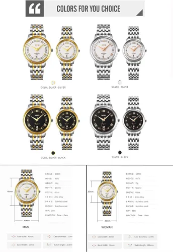 Miniatura 6 de SKMEI Relojes para mujer, mujer, vestido de acero inoxidable, de lujo, clásico, de moda, analógico, de cuarzo, impermeable, simple día, cita