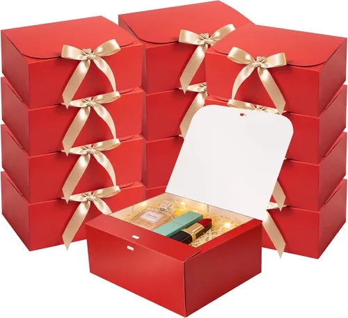 Miniatura 7 de Paquete de 12 cajas de regalo blancas con tapas a granel, caja de propuesta de dama de honor con cinta, cajas de regalo para bodas, Navidad, día