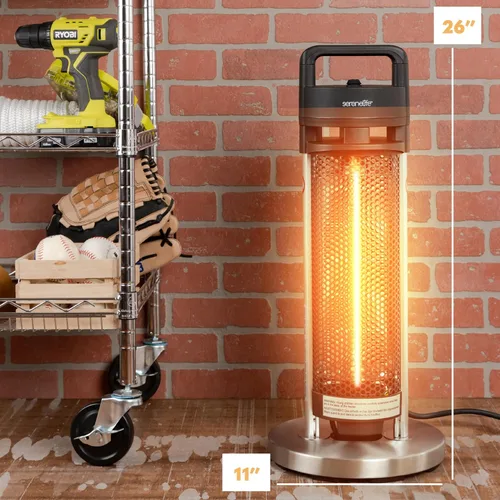Miniatura 2 de SereneLife Calentador infrarrojo para patio, calentador eléctrico para patio con control remoto, 900 W, calentadores de interior/exterior