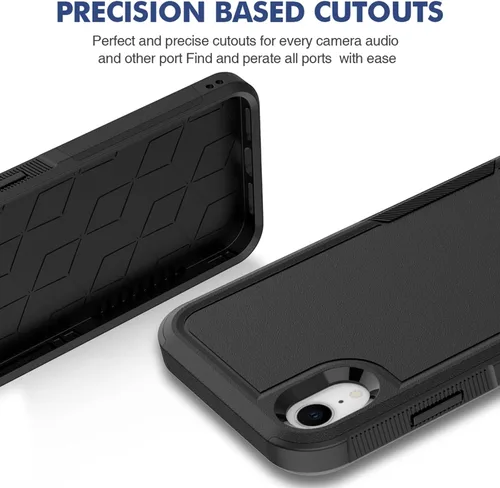 Miniatura 5 de Funda para iPhone XR: funda protectora de doble capa resistente para teléfono celular, a prueba de golpes, resistente, con protector de pantalla