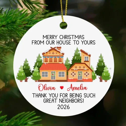 Adorno de Navidad con texto en inglés «Thank You for Being Great Neighbor», adorno de Navidad personalizado para el mejor amigo, regalo de amistad