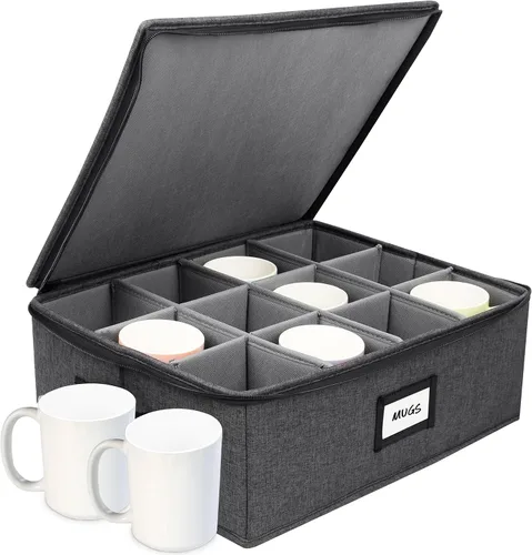 Miniatura 42 de HOMELUX THEORY 8 piezas de contenedores de almacenamiento de porcelana de carcasa dura, almacenamiento de tazas, copas de vino, utensilios