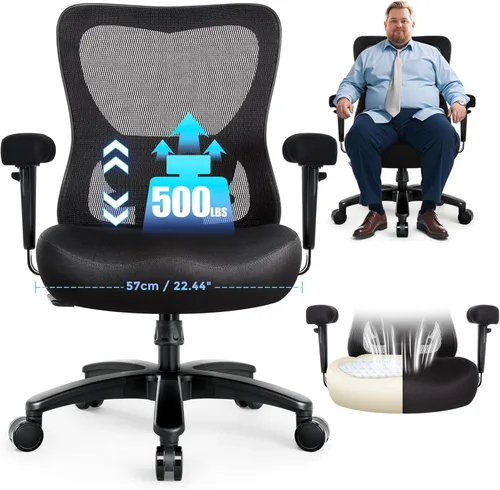Silla de escritorio de oficina grande y alta de 500 libras, silla de escritorio ergonómica de malla resistente, sillas de computadora giratorias