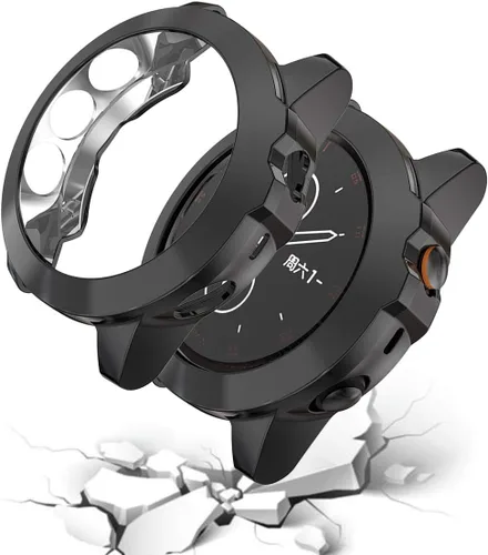 Miniatura 3 de Compatible con Garmin Fenix 5X/5XPlus/5X Sapphire Case, TPU plateado protector protector para 2.008 in Fenix 5X Watch Case (negro)