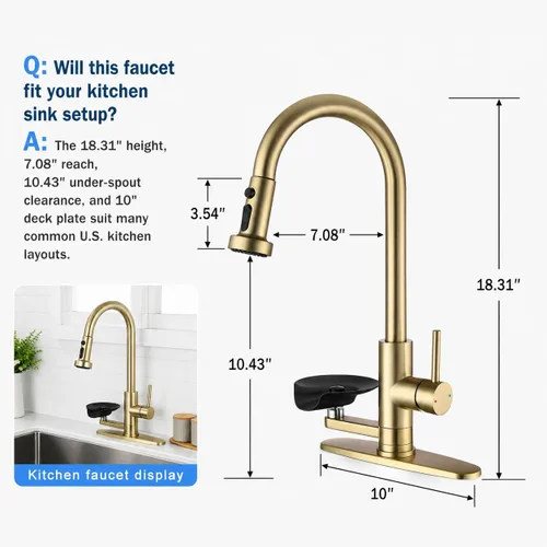 Miniatura 6 de Grifo de cocina con enjuague de vidrio para fregadero, grifo desplegable con 3 modos de pulverización y enjuague de vidrio de alta presión, grifo