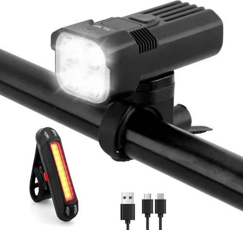 Bike Light for Night Riding, 2000LM/1000LM Bicycle Headlight & Taillight, Multiple Modes,3000mAh/2000mAh USB C Rechargeable Waterproof LED Bright