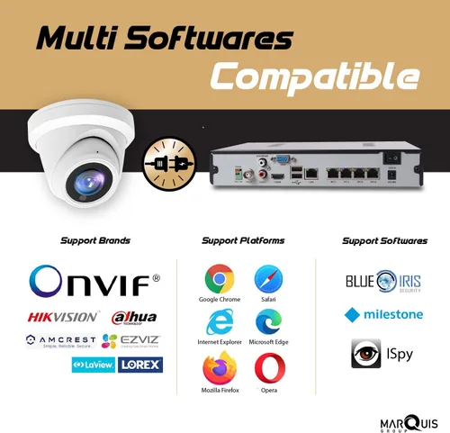 Miniatura 6 de Marquis Cámara de torreta IP PoE 4K 8MP con sensor Sony Starvis con micrófono, audio, cámara de seguridad IP visión nocturna al aire libre 98 pies
