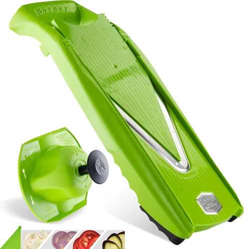 Börner Cortadora de mandolina V5 (juego básico) • Cortadora en V de verduras para rebanadas en 4 ajustes de grosor • Hoja en V de acero inoxidable •