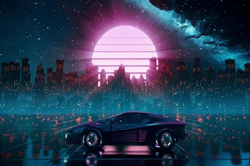 Miniatura 5 de 9x6ft Cyberpunk Car Backdrop Retro Futuristic Cyber City Skyscraper Red Moon Punk Racing Car Background Comic Game Racer Punk Birthday Party Decor