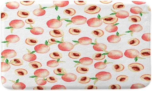 KXO Pinky Peach - Tapete de baño con bonito diseño de fruta de durazno rosa para baño, tapete antideslizante para niñas frescas, arte moderno,
