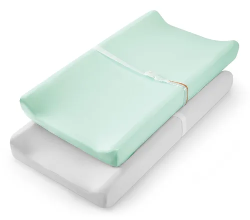 Miniatura 17 de TILLYOU Juego de funda para cambiador de pañales de material suave de jersey para niña, se adapta a almohadillas contorneadas de 32 pulgadas/34 x 16