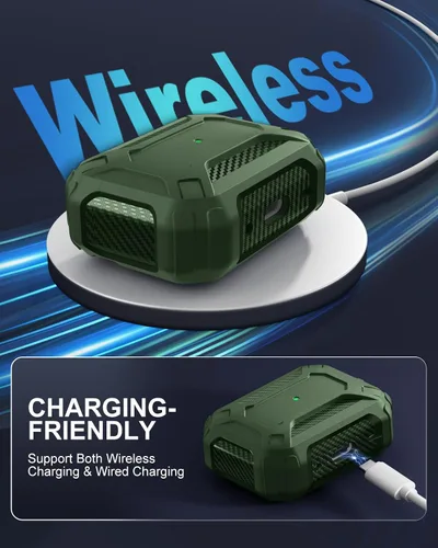 Miniatura 8 de Lerobo Funda para AirPods Pro 2 con Kit de Limpieza, Funda Protectora Rígida Compatible con Apple AirPods Pro de 2ª/1ª Generación con Llavero, Verde