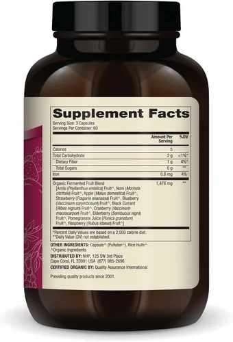 Miniatura 2 de Dr. Mercola Frutas fermentadas orgánicas - Soporte antioxidante - Mezcla de bayas y frutas de alimentos integrales - Cero azúcar - Sin OMG - Sin