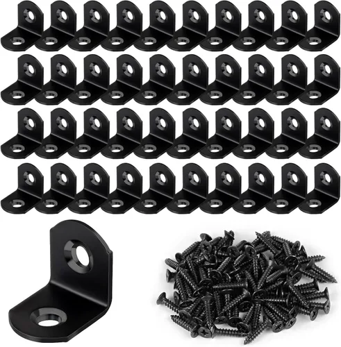 Miniatura 10 de 16 piezas de conjuntos de soportes de esquina en L de acero inoxidable, soporte de ángulo recto de 90 grados con 64 piezas de tornillos, el soporte