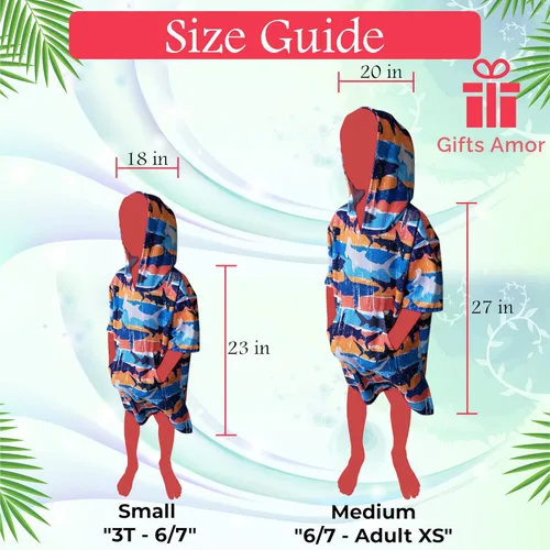 Miniatura 6 de Toalla con capucha, poncho de playa para baño, piscina, para niños, secado rápido/resistente a la arena, pequeña (3-10 años), dinosaurios