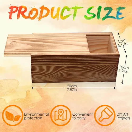 Miniatura 2 de Suzile 6 cajas de madera sin terminar con tapa deslizante, 7.87 x 3.94 x 3.15 pulgadas, caja de regalo pequeña de madera rectangular para Marrón