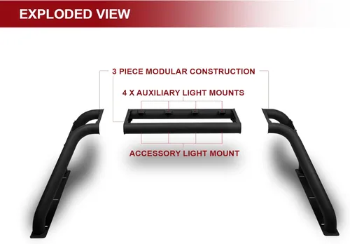 Miniatura 5 de Armordillo CRB Barra Antivuelco Rack de Persecución Para Camiones de Tamaño Completo de 1/2 Tonelada Soportes de Luz LED 04-24 F150 F-150 07-18