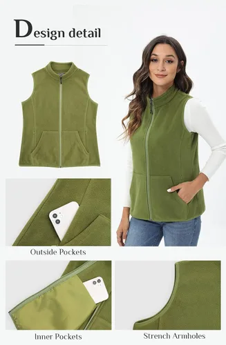 Miniatura 6 de Xeoxarel Chaleco de forro polar para mujer con 6 bolsillos (XS-2XL)