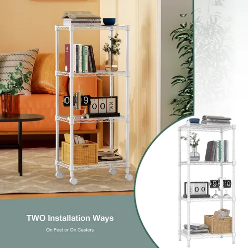 Miniatura 6 de M MZG Estante de alambre de acero resistente ajustable de 1000 libras, con 4 estantes, unidad de almacenamiento ajustable con rueda para cocina