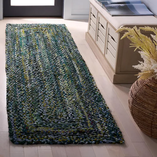 Miniatura 66 de SAFAVIEH Braided Collection - Alfombra de pasillo, 2 pies 3 pulgadas x 8 pies, color negro y azul, hecho a mano, reversible, ideal para dormitorio