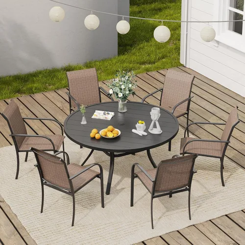 Miniatura 31 de VICLLAX Juego de 2 sillas de patio pequeñas para exteriores, juego de sillas apilables para patio y mesa de comedor cuadrada para porche delantero