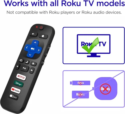 Miniatura 2 de Repuesto para control remoto Roku TV, (paquete de 2), con botón Netflix, Disney, YouTube y Apple TV, 1 año de garantía