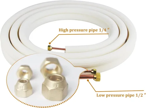 Miniatura 4 de Extensión de tubo de cobre de aire acondicionado de 50 pies, 1/4 pulgadas 1/2 pulgadas 3/8 pulgadas de polietileno grueso para mini split AC