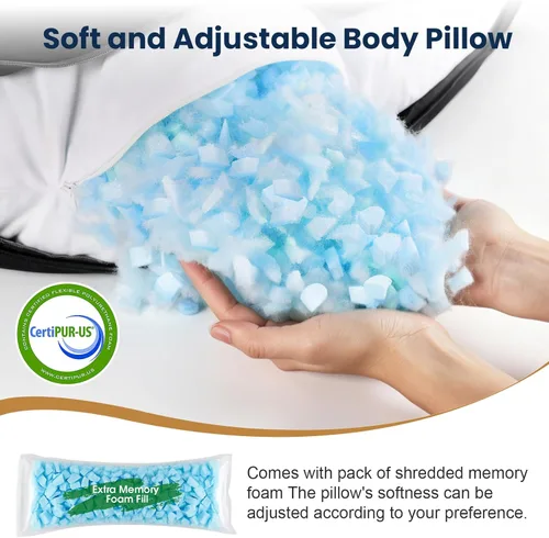 Miniatura 5 de TranquilRelax Almohada corporal, almohada larga, almohada corporal de espuma viscoelástica, almohada lateral en forma de C, funda de almohada Negro