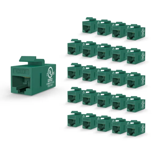VCE Acoplador Keystone CAT6 con certificación UL, paquete de 25 unidades, acoplador Ethernet hembra a hembra, acoplador RJ45 para CAT6/CAT5e/CAT5,