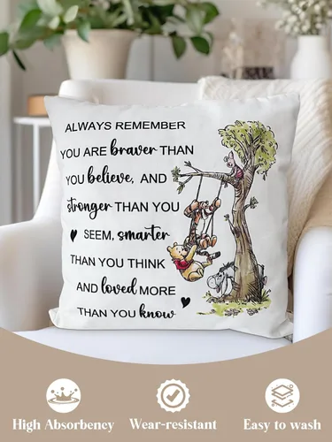 Miniatura 4 de Funda de almohada con texto en inglés "You're Braver Than You Believe" (You're Braver Than You Believe) - Funda de almohada cuadrada para sofá