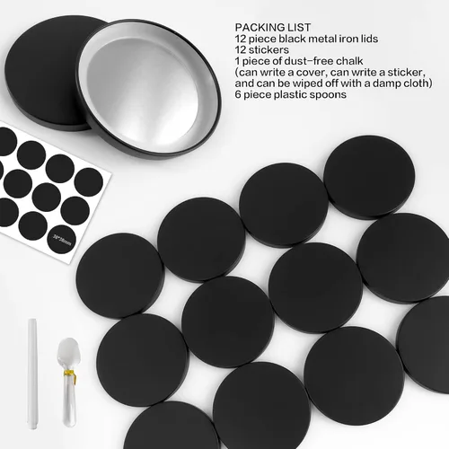 Miniatura 5 de Oui - Tapas para tarros de yogur, paquete de 12 tapas de metal negro para contenedor de yogur Yoplait, tapas para tarros de yogur oui con etiqueta