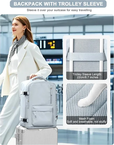 Miniatura 7 de VGCUB Mochila Grande de Viaje para Trabajo y Negocios Equipaje de Mano Aprobado para Vuelo Mochila para Laptop para Mujeres y Hombres Mochila de Azul