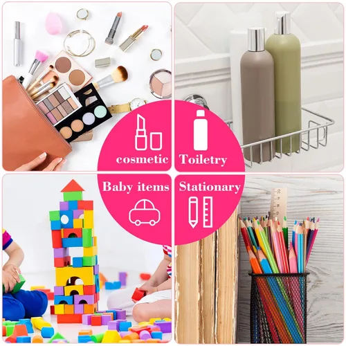 Miniatura 6 de Reginary 6 bolsas de maquillaje transparentes grandes, organizador de artículos de tocador con cremallera y correa de asa, bolsa de cosméticos