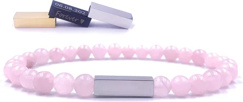Miniatura 31 de Pulseras de cuentas personalizadas, Pulsera de piedras preciosas de 0.236 in, Pulsera grabada con láser, Pulsera de piedra natural, Pulseras unisex