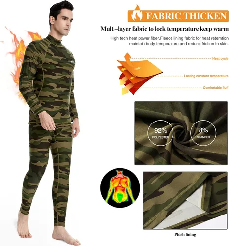 Miniatura 3 de MeetHoo Men's Thermal Underwear Set, Base Layers Winter Gear Compression Long Johns with Fleece Lined for Skiing