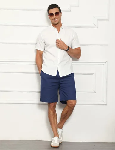 Miniatura 5 de Janmid Pantalones cortos de playa de verano con cordón de ajuste clásico para hombre
