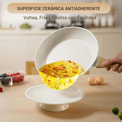 Miniatura 5 de EWFEN - Juego de 25 piezas de ollas y sartenes, juego de utensilios de cocina de cerámica antiadherente, saludable, no tóxico, gran capacidad